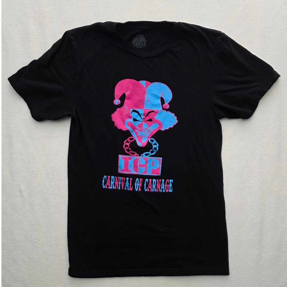 Pop Threads ICP Carnival of Carnage Shirt Small Black Cotton Hatchetman Juggalo